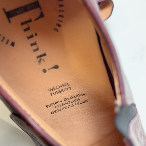 Think! Europe Womens 39 Burgundy Leather Comfort Mary Jane Shoes - Picture 12 of 15